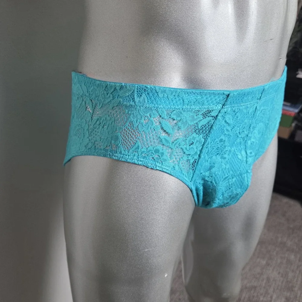 Cosabella Never‎ Say Never Mens Low Rise Brief Turquoise Floral Lace Teal